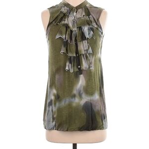 Sleeveless Ruffle Front Top - Green